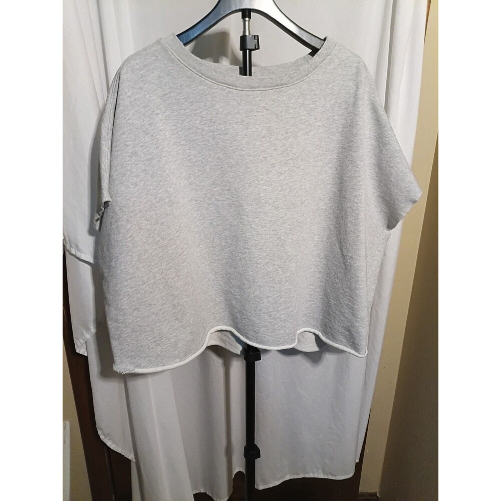 Frank & Eileen Tee Lab Sweatshirt Women's OS Gray Raw Hem LAB216TF Boxy Oversize